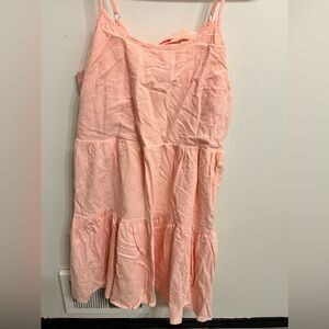 Baby pink linen blend tiered dress, size large